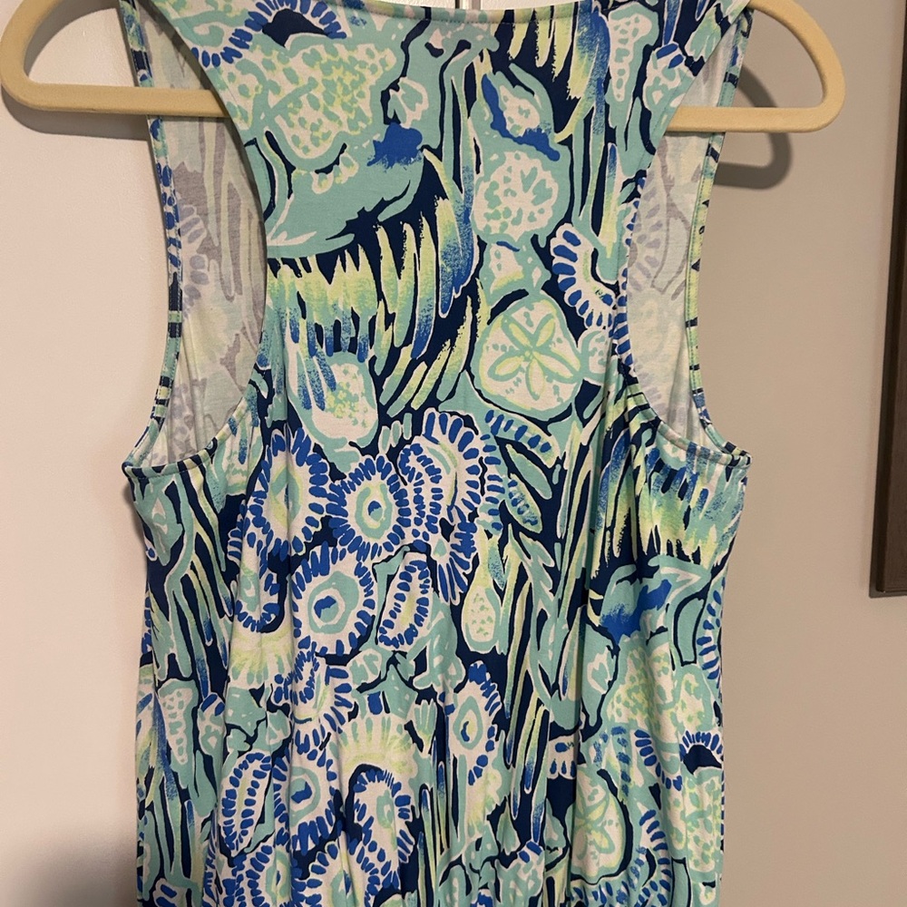 Lilly Pulitzer Blue and Green Jumpsuit with Watercolor Print - Picture 6 of 7